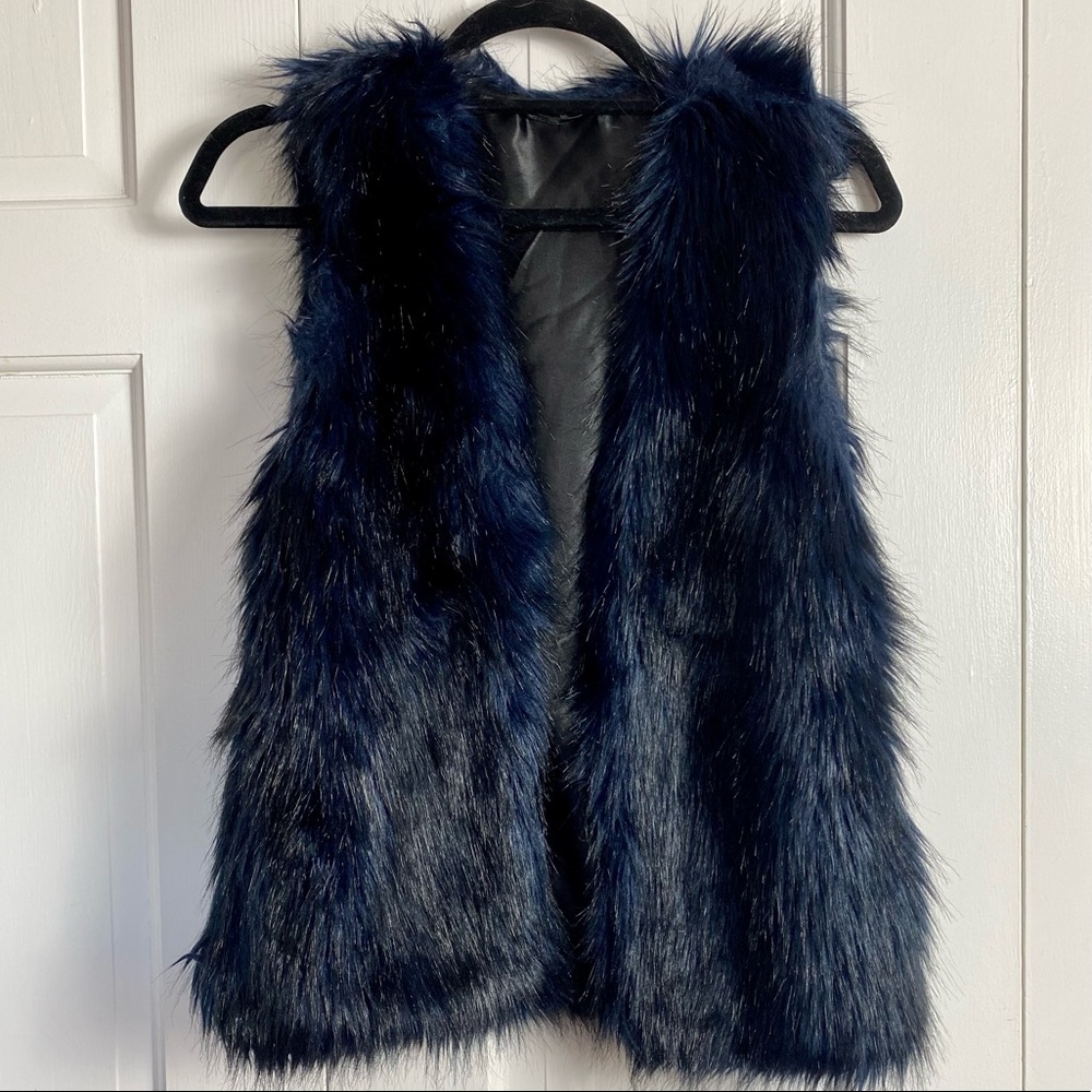Zara Faux Fur Blue Vest
